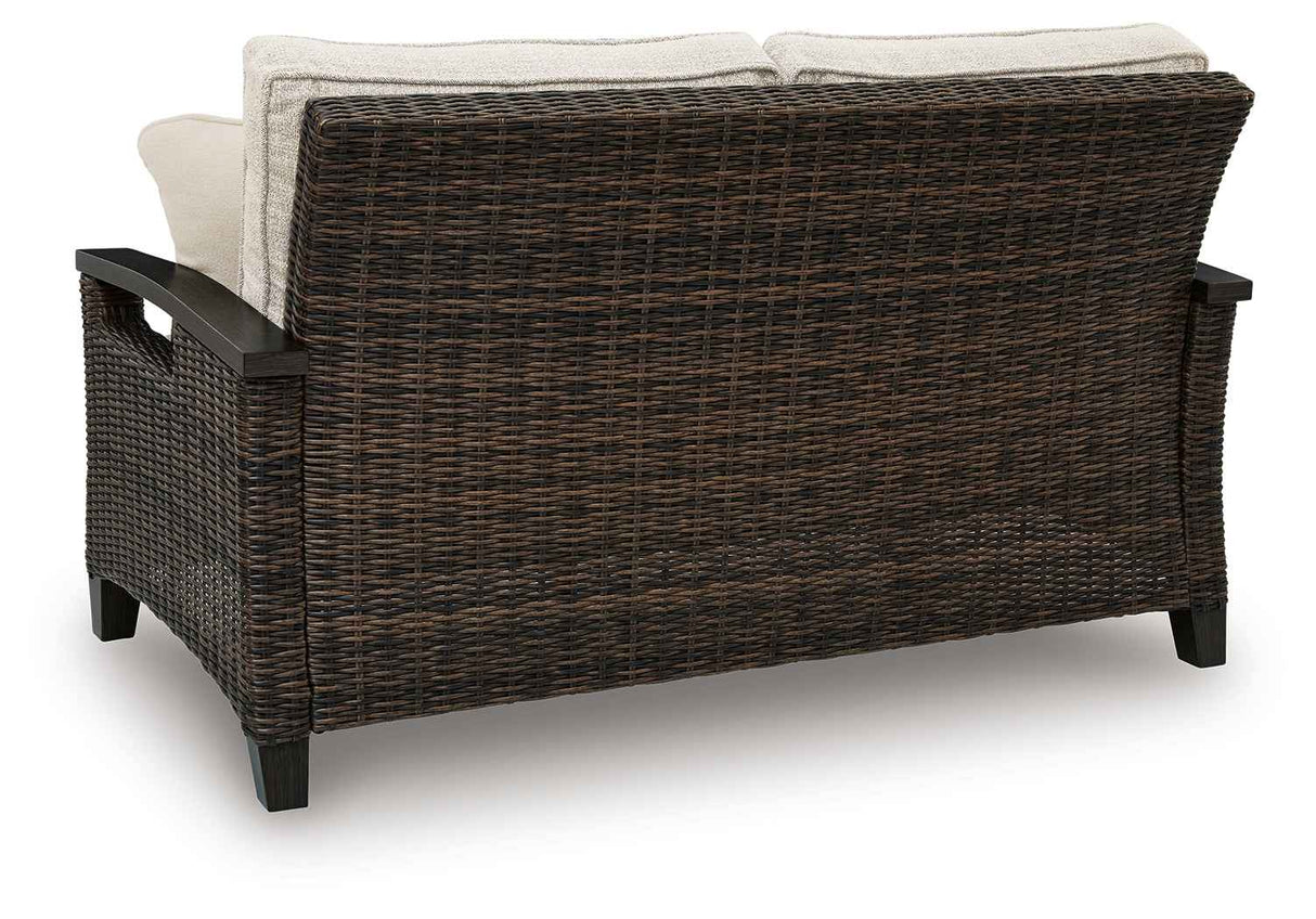 Monterey Point Dark Brown Outdoor Sofa and Loveseat by Ashley at Eve Furniture