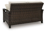 Monterey Point Dark Brown Outdoor Sofa and Loveseat by Ashley at Eve Furniture