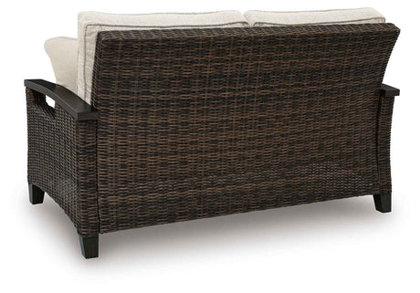 Monterey Point Dark Brown Outdoor Sofa and Loveseat by Ashley at Eve Furniture