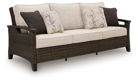 Monterey Point Dark Brown Outdoor Sofa and Loveseat by Ashley at Eve Furniture