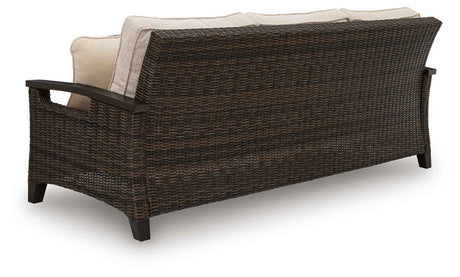 Monterey Point Dark Brown Outdoor Sofa and Loveseat by Ashley at Eve Furniture