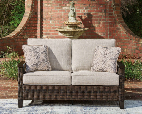 Monterey Point Dark Brown Outdoor Sofa and Loveseat by Ashley at Eve Furniture
