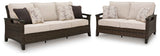 Monterey Point Dark Brown Outdoor Sofa and Loveseat by Ashley at Eve Furniture