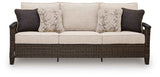 Monterey Point Dark Brown Outdoor Sofa with Cushion by Ashley at Eve Furniture