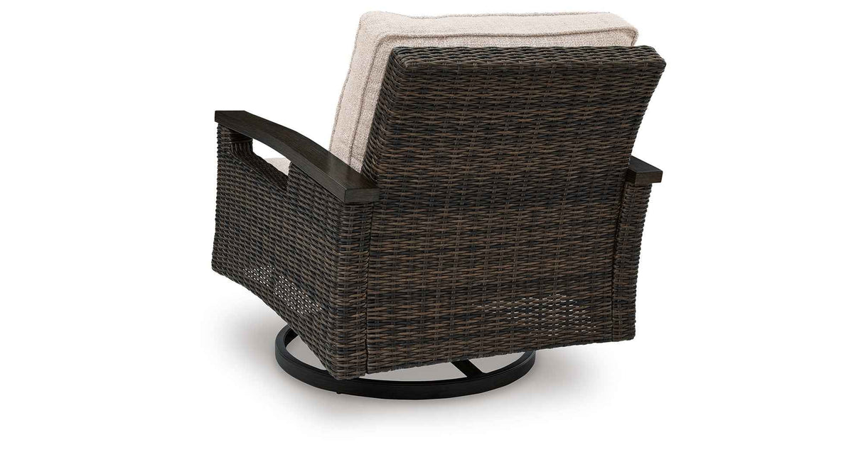 Monterey Point Dark Brown Outdoor Swivel Lounge Chair (Set of 2) by Ashley at Eve Furniture