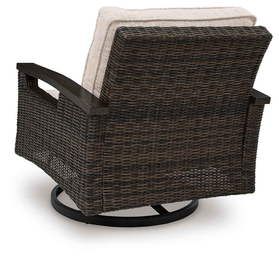 Monterey Point Dark Brown Outdoor Swivel Lounge Chair (Set of 2) by Ashley at Eve Furniture