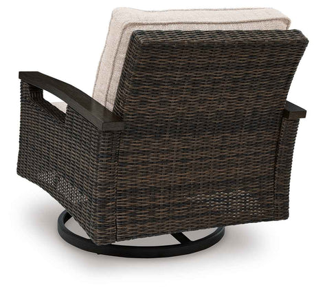 Monterey Point Dark Brown Outdoor Swivel Lounge Chair (Set of 2) by Ashley at Eve Furniture
