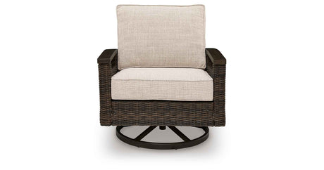 Monterey Point Dark Brown Outdoor Swivel Lounge Chair (Set of 2) by Ashley at Eve Furniture