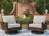 Monterey Point Dark Brown Outdoor Swivel Lounge Chair (Set of 2) by Ashley at Eve Furniture