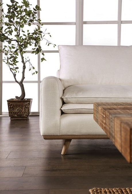 Monthey Oak/Linen White Sofa by Furniture of America at Eve Furniture