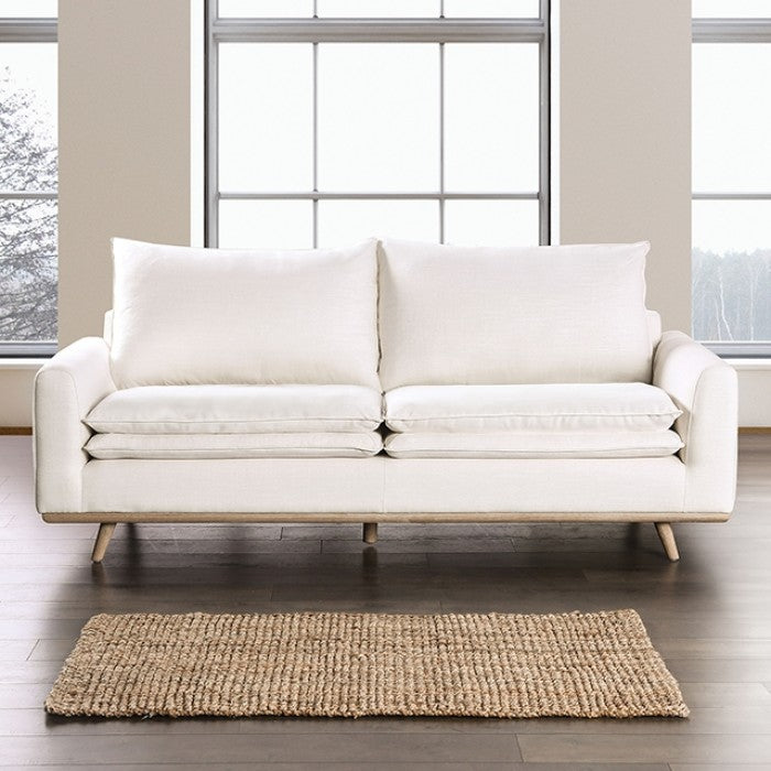 Monthey Oak/Linen White Sofa by Furniture of America at Eve Furniture