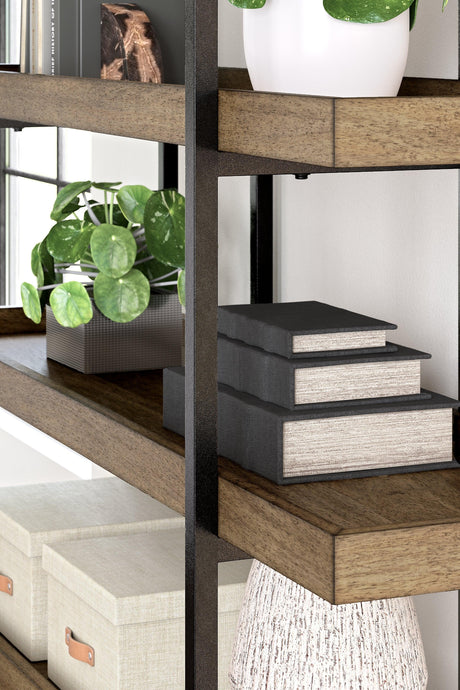 Montia Light Brown 76" Bookcase by Ashley at Eve Furniture