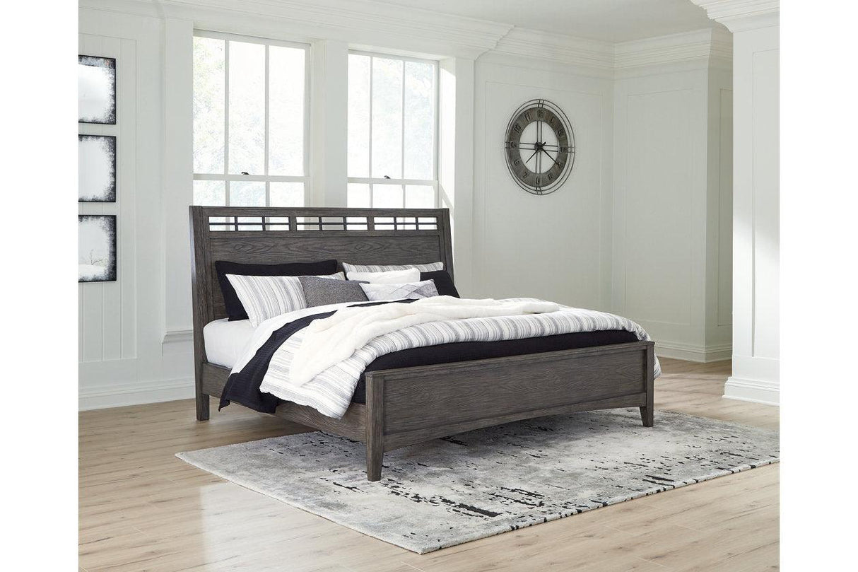 Montillan Grayish Brown California King Panel Bed by Ashley at Eve Furniture