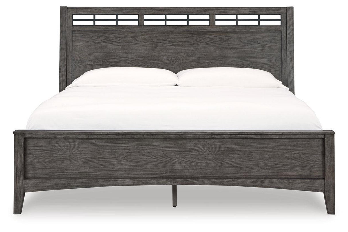 Montillan Grayish Brown King Panel Bed by Ashley at Eve Furniture
