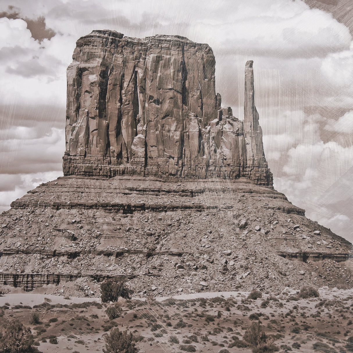 Monument Valley II Sepia by Debra Van Swearingen a Hand Embellished Framed Photo Art Print Matted un by Mercana at Eve Furniture