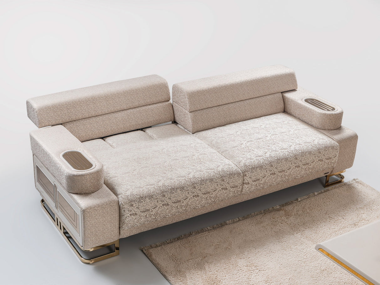 Monza 3-pieces (Sofa & Loveseat & Chair) Livingroom Set in Cream by Furnia at Eve Furniture