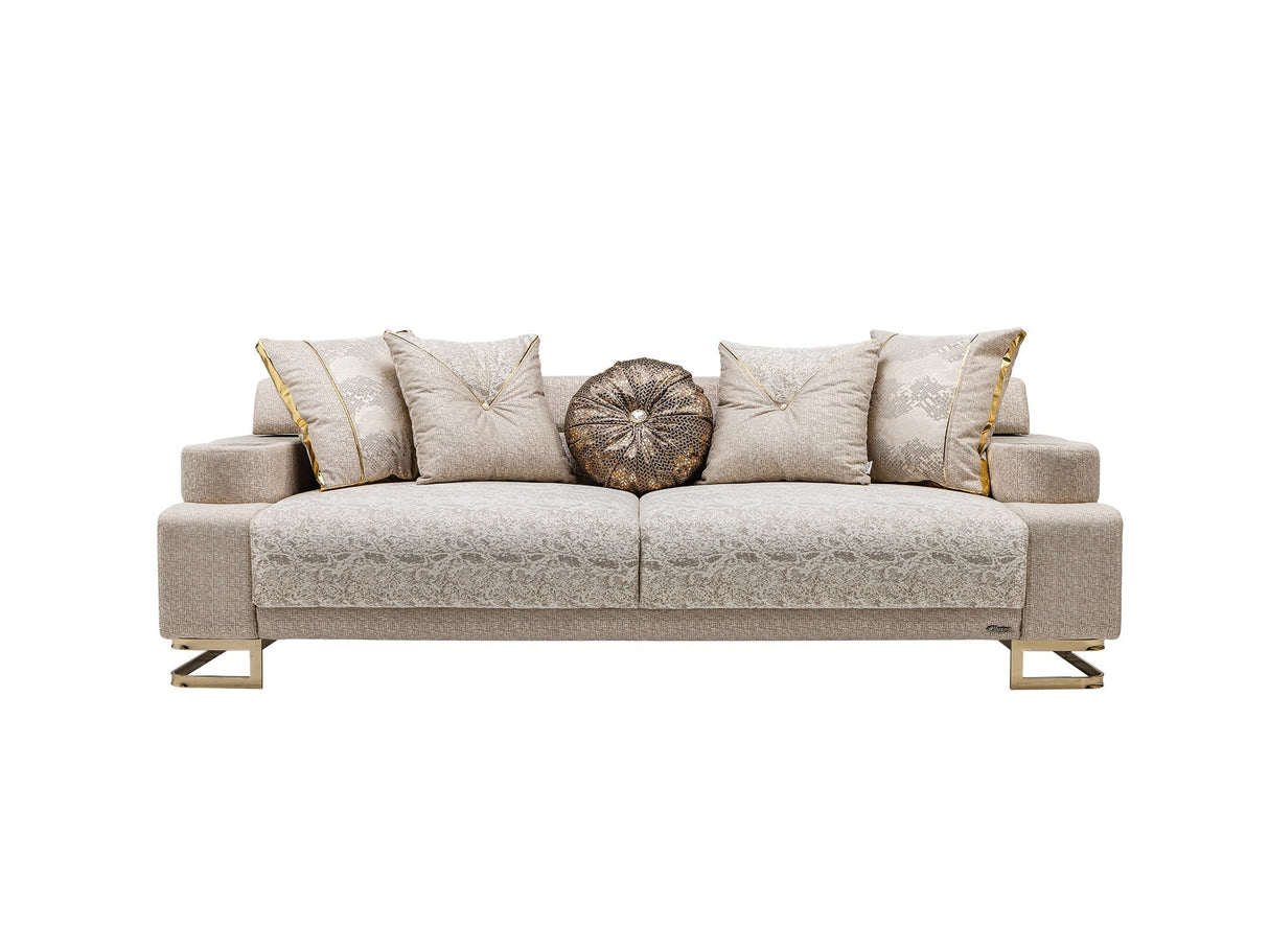 Monza 3-pieces (Sofa & Loveseat & Chair) Livingroom Set in Cream by Furnia at Eve Furniture