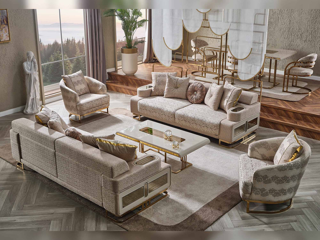 Monza Convertible Loveseat Cream by Furnia at Eve Furniture