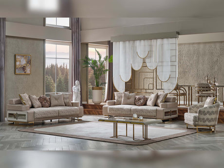 Monza Cream 3-pieces (Sofa & Loveseat & Chair) Living Room Set by Furnia at Eve Furniture