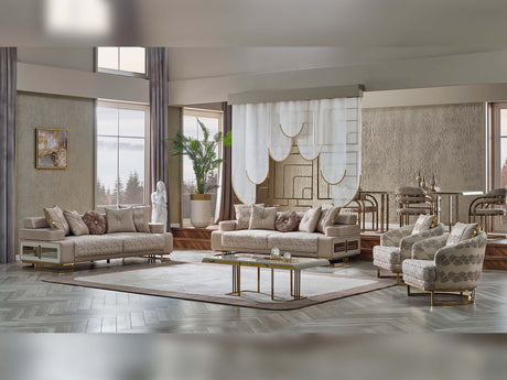 Monza Cream 3-pieces (Sofa & Loveseat & Chair) Living Room Set by Furnia at Eve Furniture