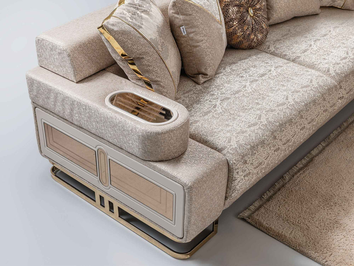 Monza Cream Convertible Loveseat by Furnia at Eve Furniture