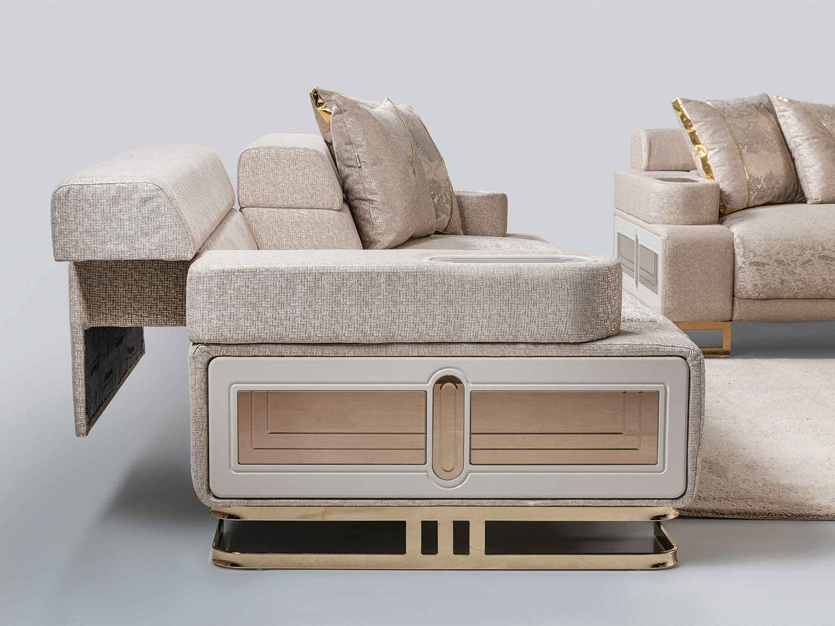 Monza Cream Convertible Loveseat by Furnia at Eve Furniture