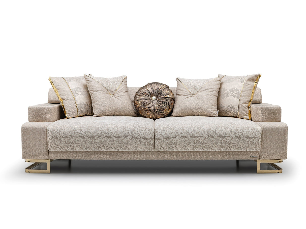 Monza Cream Convertible Loveseat by Furnia at Eve Furniture