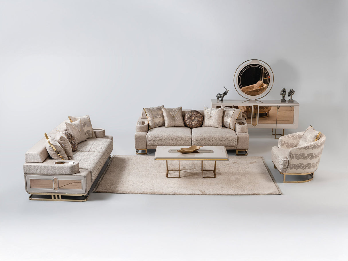 Monza Cream Convertible Loveseat by Furnia at Eve Furniture