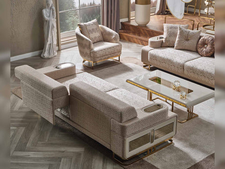 Monza Cream Convertible Loveseat by Furnia at Eve Furniture