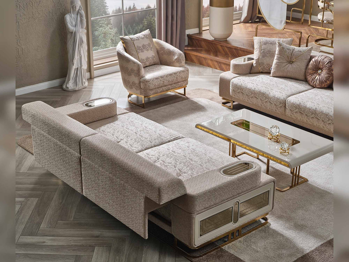 Monza Cream Convertible Loveseat by Furnia at Eve Furniture