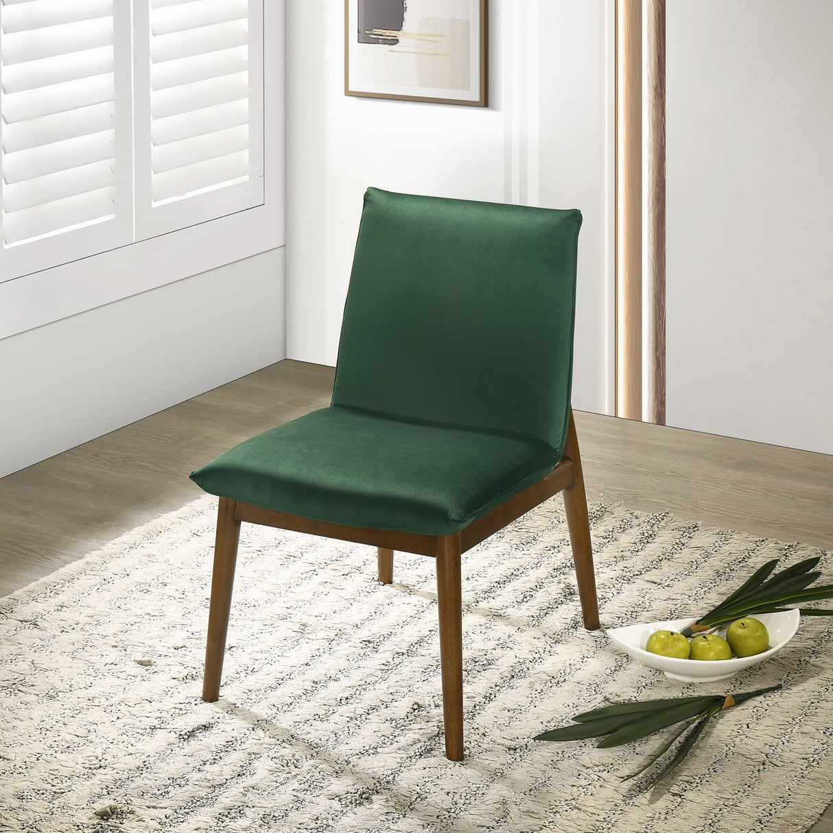 Monza Dark Green Velvet Dining Chair (Set Of 2) by Ashcroft Imports at Eve Furniture