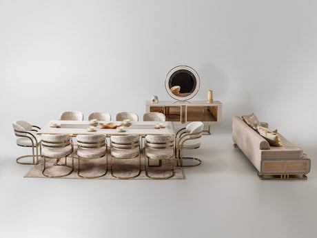 Monza Diningroom (Consol With Mirror & Dining Table & 6 Dining Chair) by Furnia at Eve Furniture