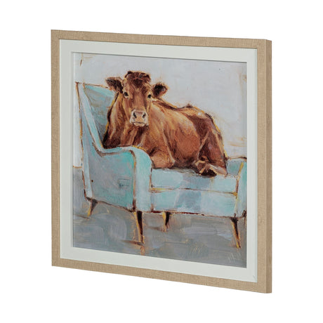 Moo-ving In IV by Ethan Harper a Hand Embellished Textured Framed Art Print Matted under Glass by Mercana at Eve Furniture