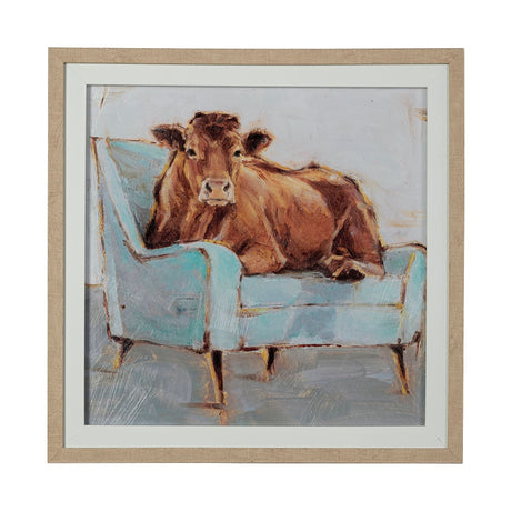 Moo-ving In IV by Ethan Harper a Hand Embellished Textured Framed Art Print Matted under Glass by Mercana at Eve Furniture