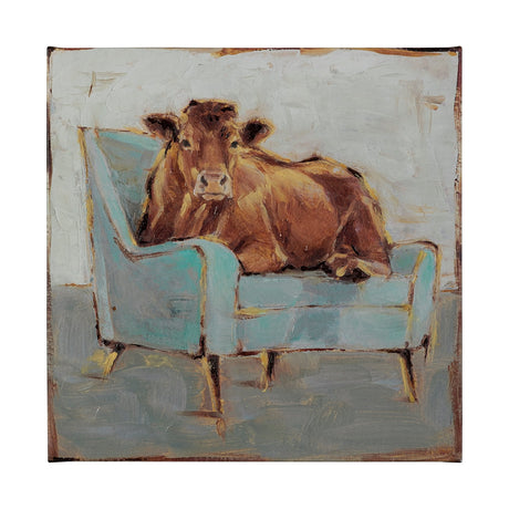 Moo-ving IV by Ethan Harper a Hand Embellished Textured Canvas by Mercana at Eve Furniture