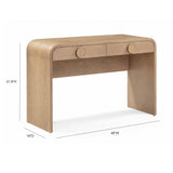 Moonrise 48" Natural Ash 2-Drawer Desk by TOV Furniture at Eve Furniture