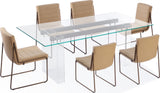 Moorea Clear/Glass/Bronze Double Pedestal Rectangular Dining Table by Modus Furniture at Eve Furniture