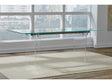 Moorea Clear/Glass/Bronze Double Pedestal Rectangular Dining Table by Modus Furniture at Eve Furniture