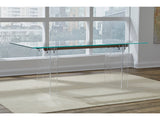 Moorea Clear/Glass/Bronze Double Pedestal Rectangular Dining Table by Modus Furniture at Eve Furniture