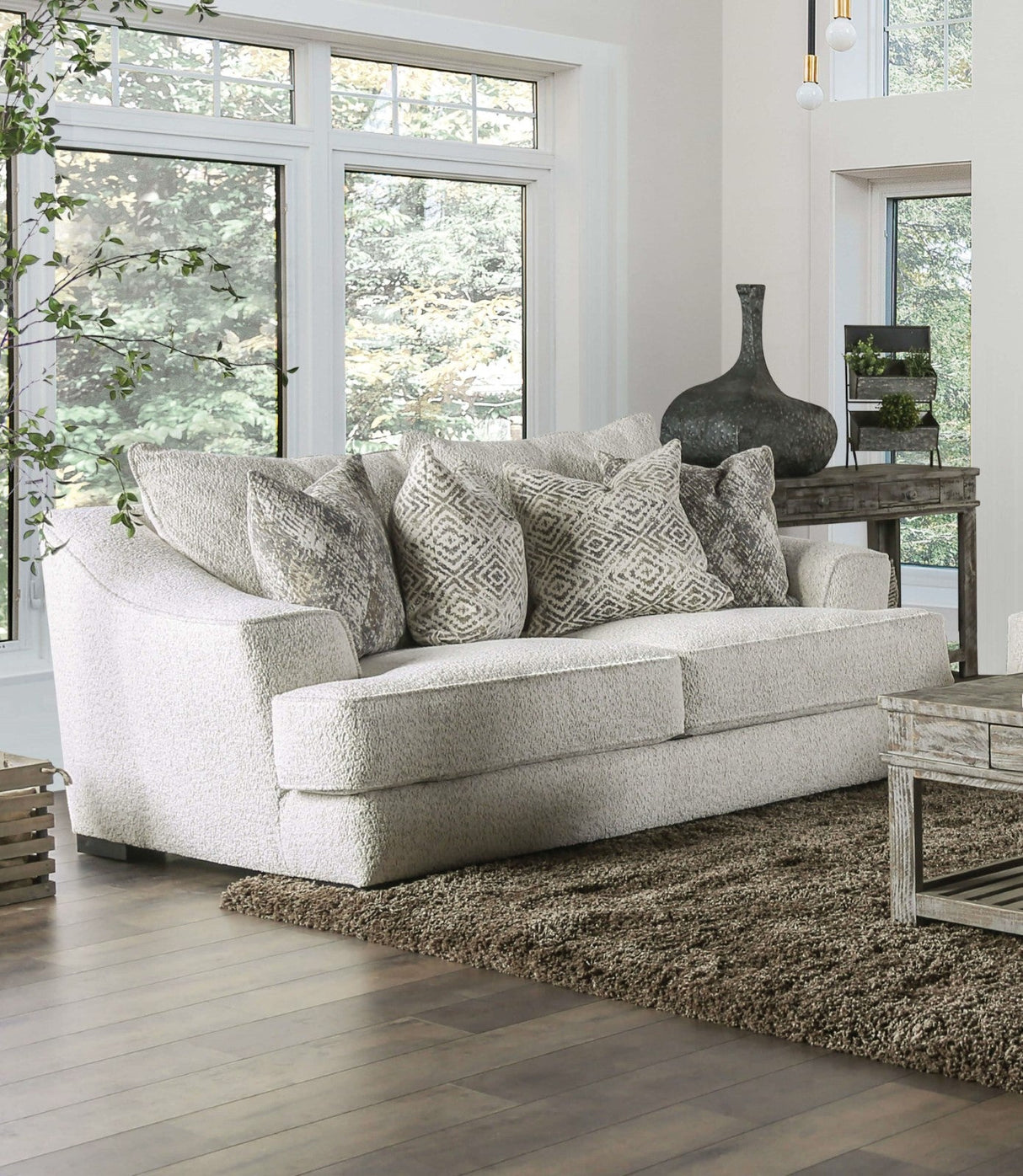 Moorpark Off-White Sofa & Loveseat by Furniture of America at Eve Furniture
