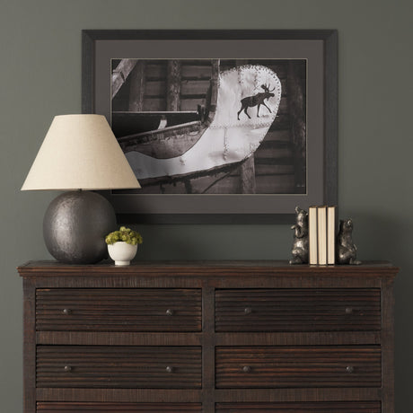 Moose Canoe by Deborah Revell Framed Art Print Matted under Glass by Mercana at Eve Furniture