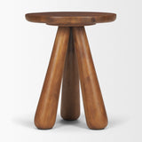 Mora Medium Brown Wood 3-Legged Accent Table by Mercana at Eve Furniture