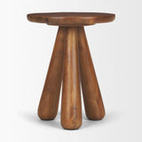 Mora Medium Brown Wood 3-Legged Accent Table by Mercana at Eve Furniture