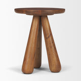 Mora Medium Brown Wood 3-Legged Accent Table by Mercana at Eve Furniture