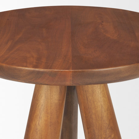 Mora Medium Brown Wood 3-Legged Accent Table by Mercana at Eve Furniture