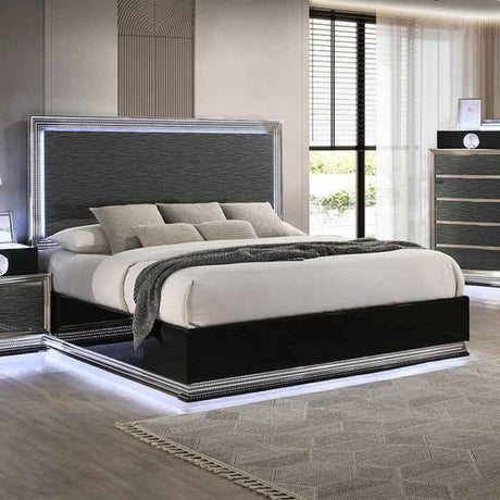 Morah Charcoal Gray/Black 4-Piece Queen Bedroom Set by Furniture of America at Eve Furniture