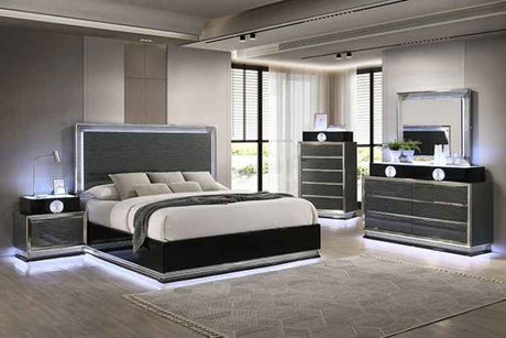 Morah Charcoal Gray/Black 4-Piece Queen Bedroom Set by Furniture of America at Eve Furniture