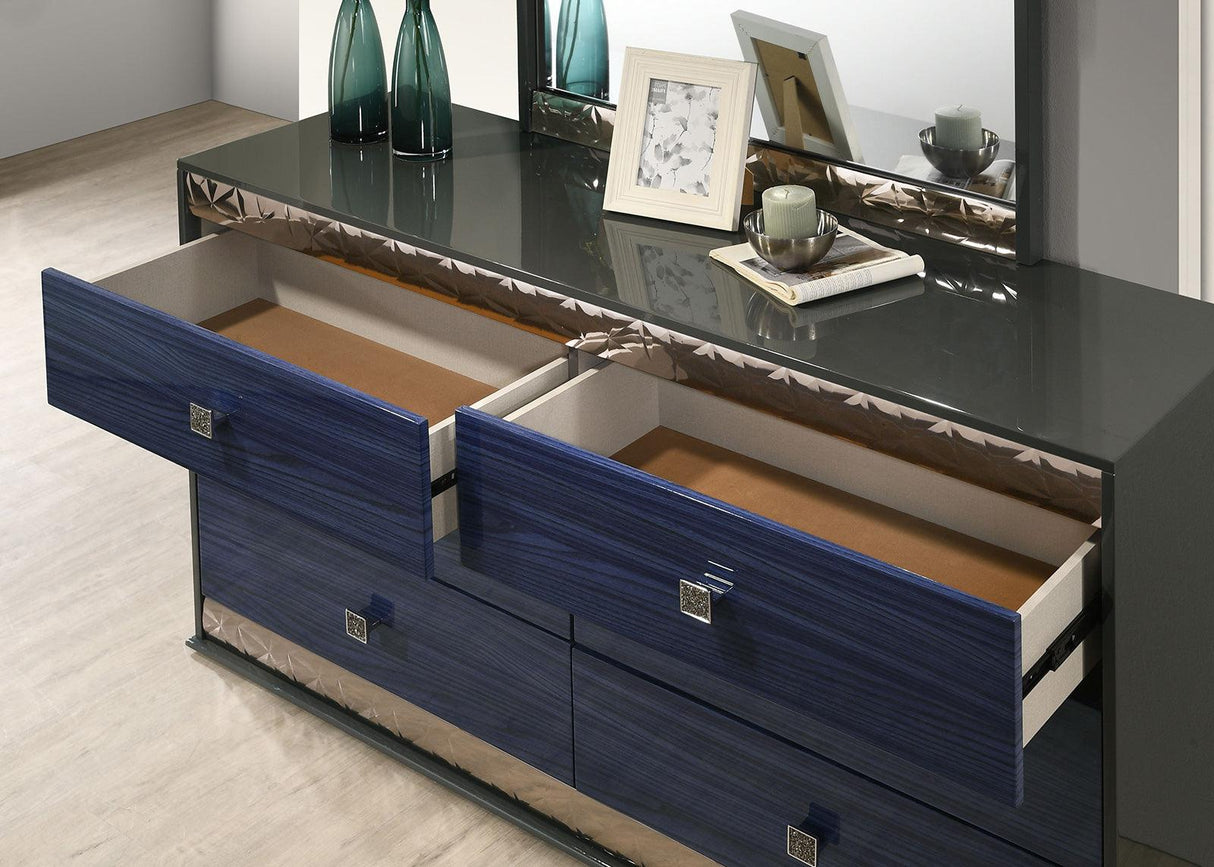 Morcote Ash Gray/Indigo Blue Dresser by Furniture of America at Eve Furniture
