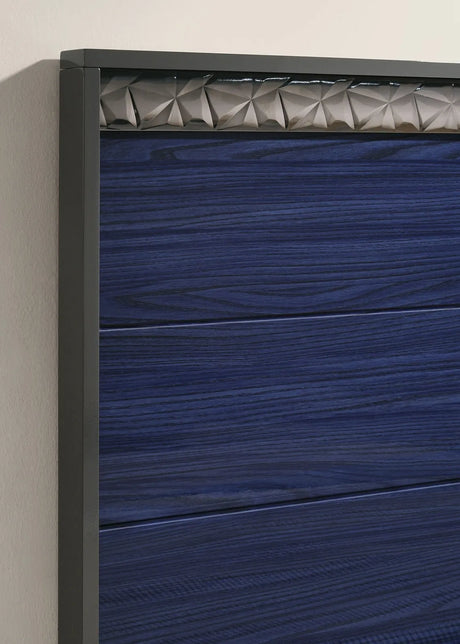 Morcote Ash Gray/Indigo Blue King Bed by Furniture of America at Eve Furniture