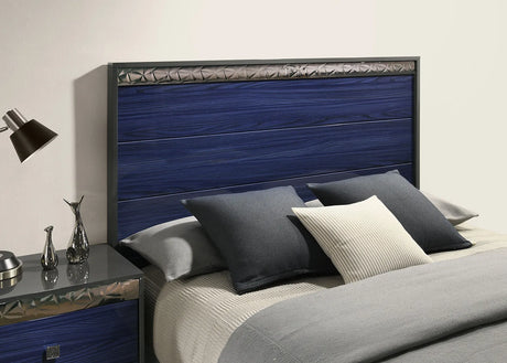 Morcote Ash Gray/Indigo Blue Queen Bed by Furniture of America at Eve Furniture